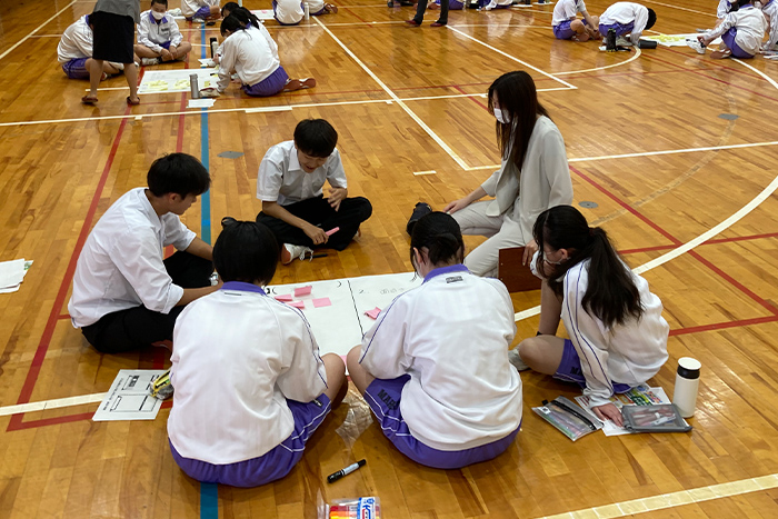 ふくい未来人材育成プロジェクトで学生とともに福井のみらいについて考える様子